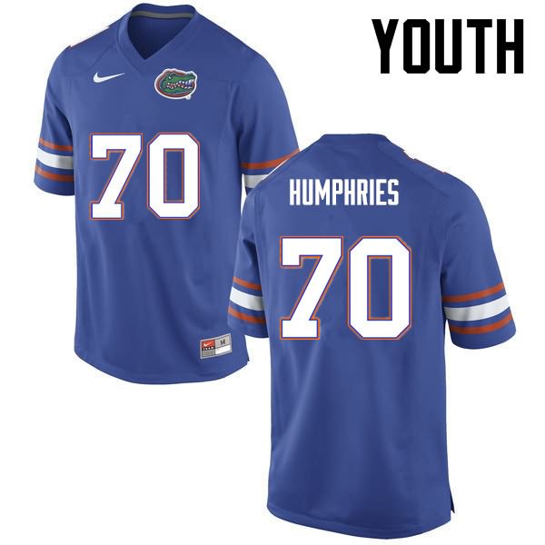 NCAA Florida Gators D.J. Humphries Youth #70 Nike Blue Stitched Authentic College Football Jersey OTT6864SK